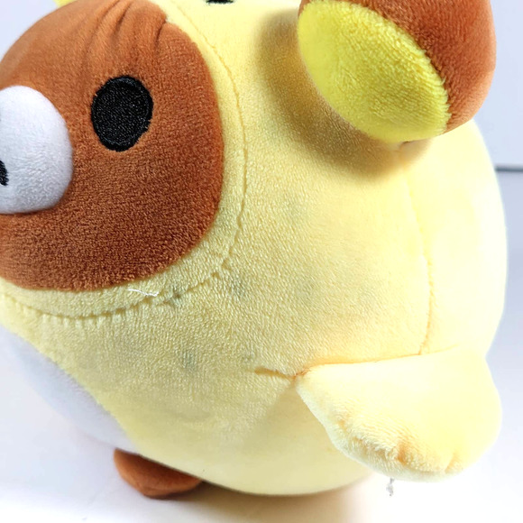 Rilakkuma Duck Outfit Round Yellow Brown Plush w/ Shiba Inu Bow Tie Plush SET - Picture 6 of 10